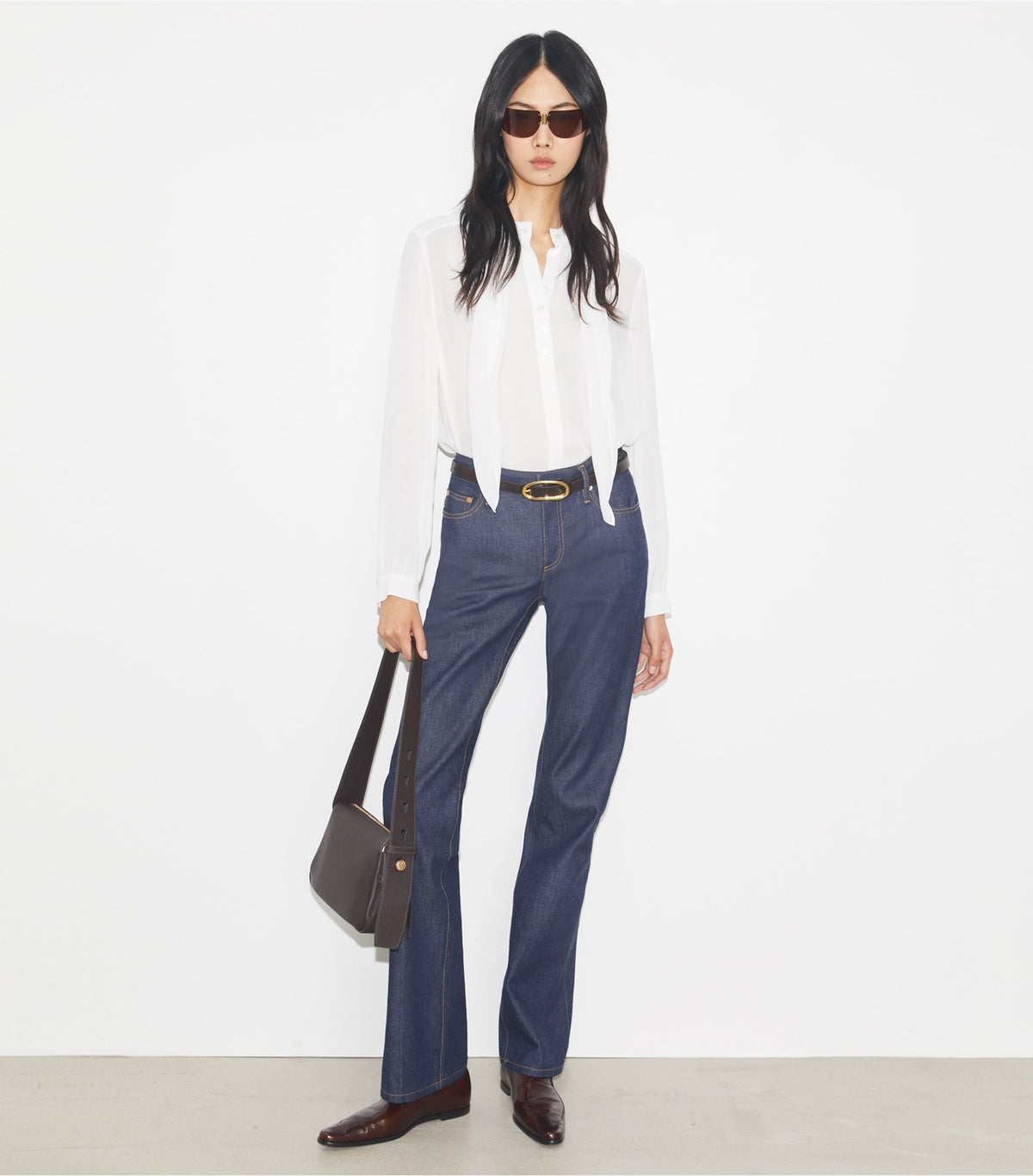 Tory Burch Georgette Bow Blouse - Marshmallow