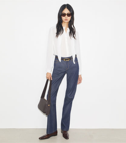 Tory Burch Georgette Bow Blouse - Marshmallow