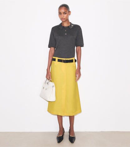 Tory Burch Silk Polo - Dark Gray