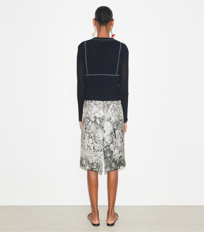 Tory Burch Printed Viscose Skirt - Grey Alien