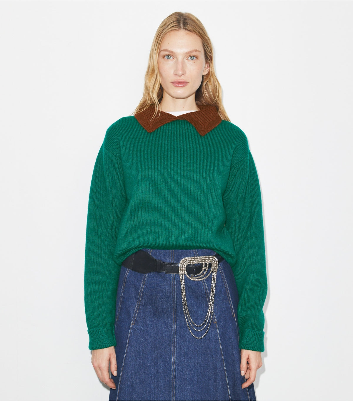 Tory Burch Wool Sweater - Emerald  / Dark Cranberry
