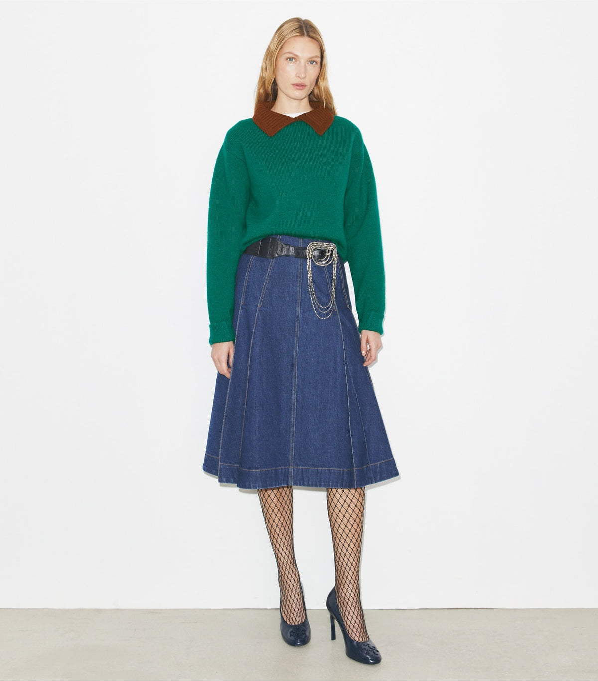 Tory Burch Wool Sweater - Emerald  / Dark Cranberry