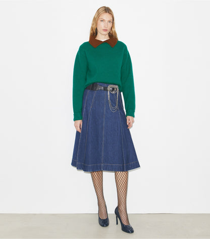 Tory Burch Wool Sweater - Emerald  / Dark Cranberry