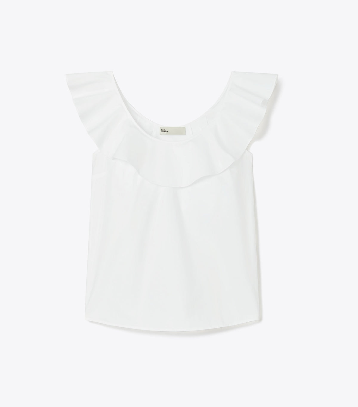 Tory Burch Cotton Flounce Top - White