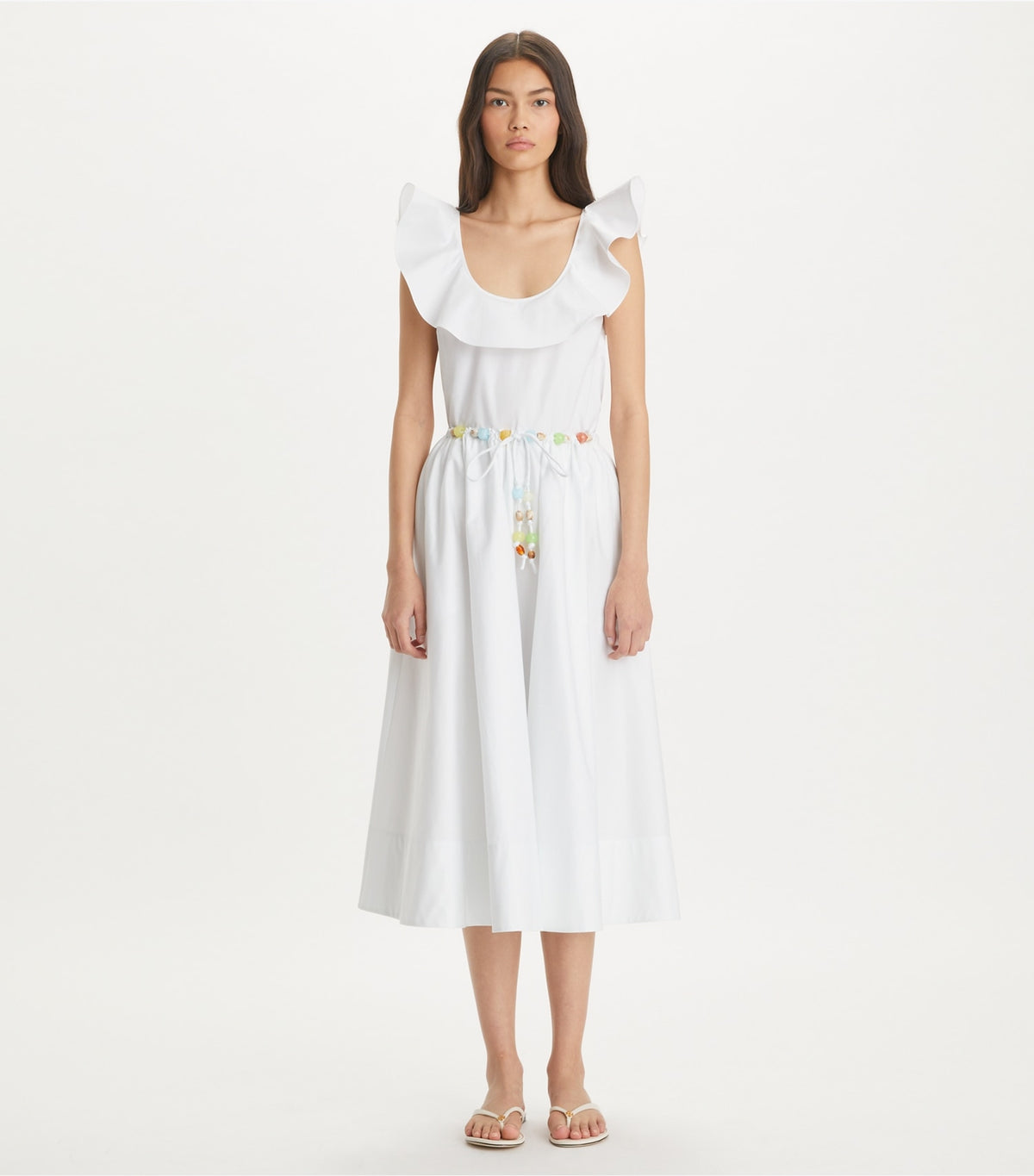 Tory Burch Cotton Flounce Top - White