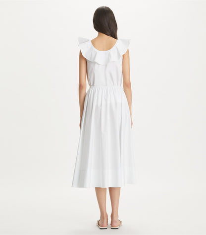 Tory Burch Cotton Flounce Top - White