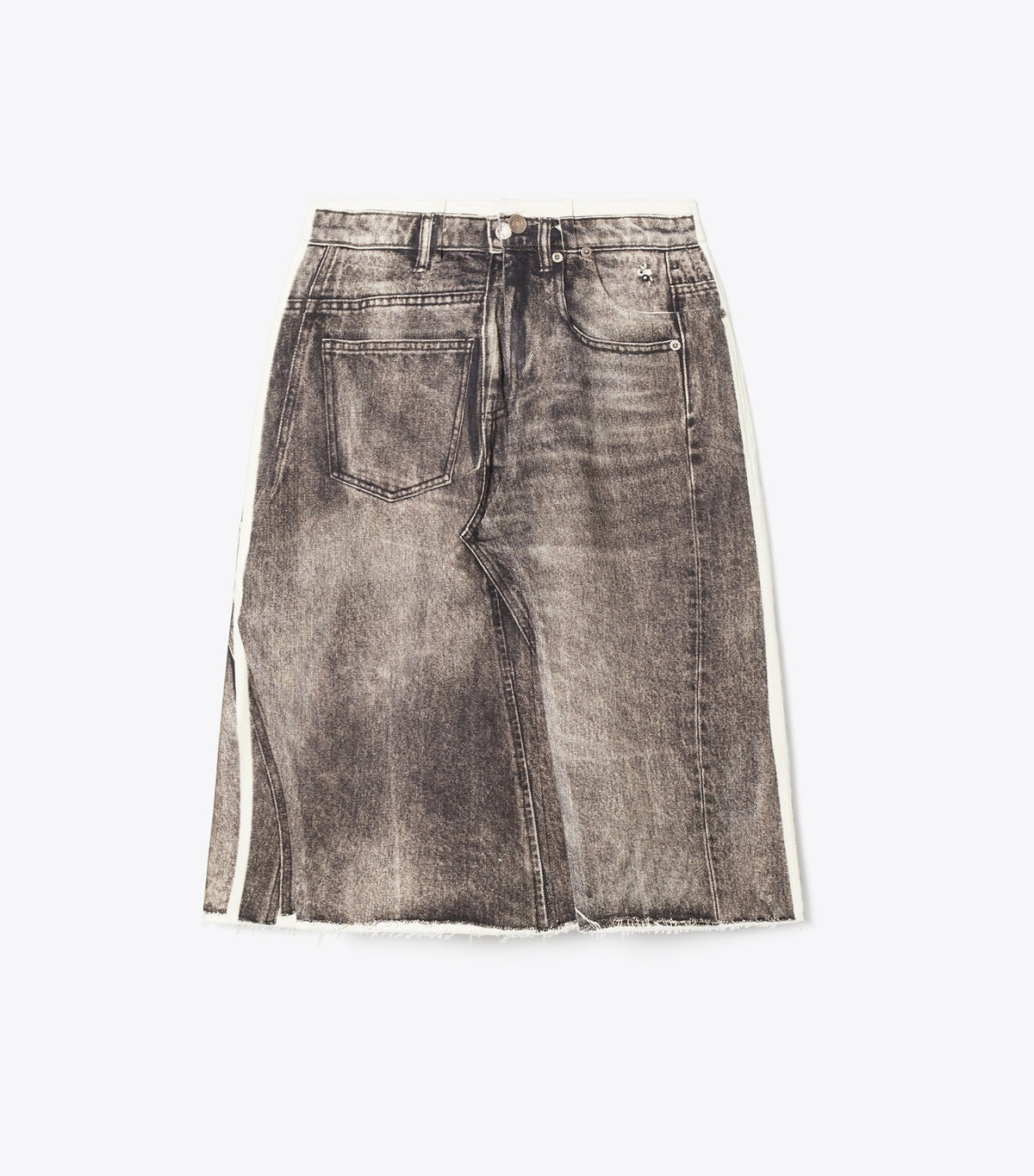 Tory Burch Overprinted Deconstructed Denim Skirt - Soft Sable Brown