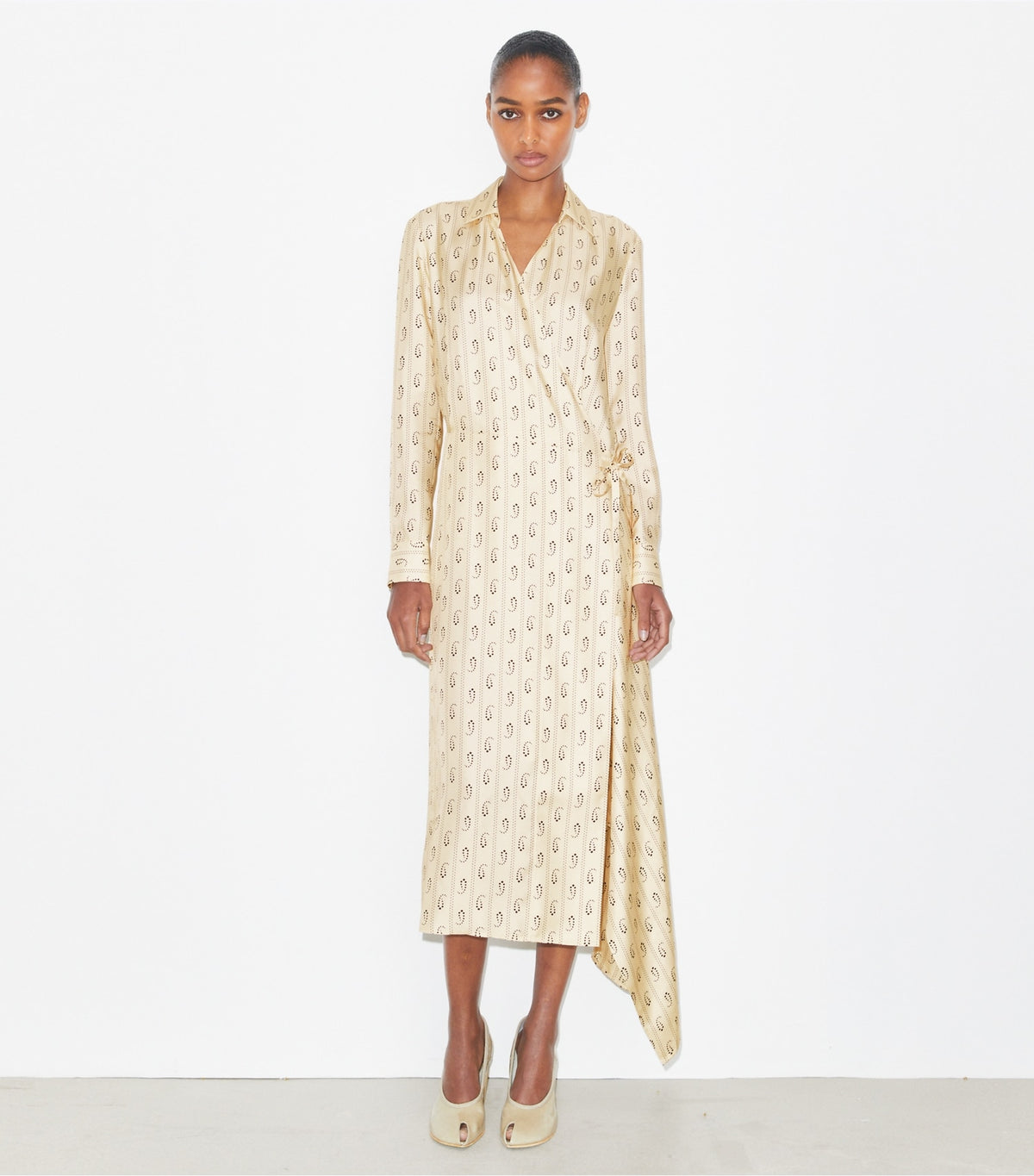 Tory Burch Silk Wrap Dress - Light Sand Paisley