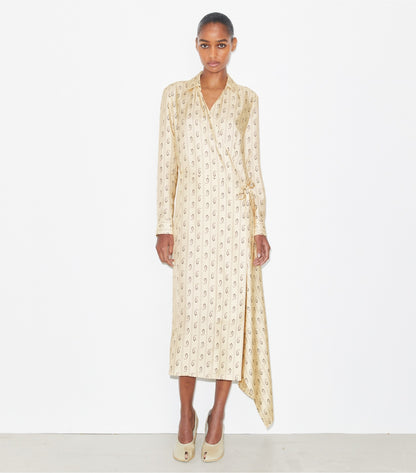 Tory Burch Silk Wrap Dress - Light Sand Paisley