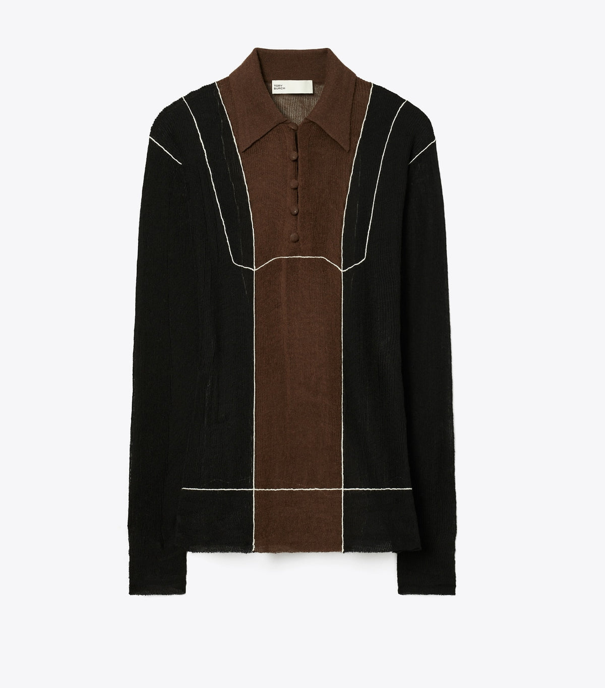 Tory Burch Colorblock Wool Sweater - Black / Chocolate