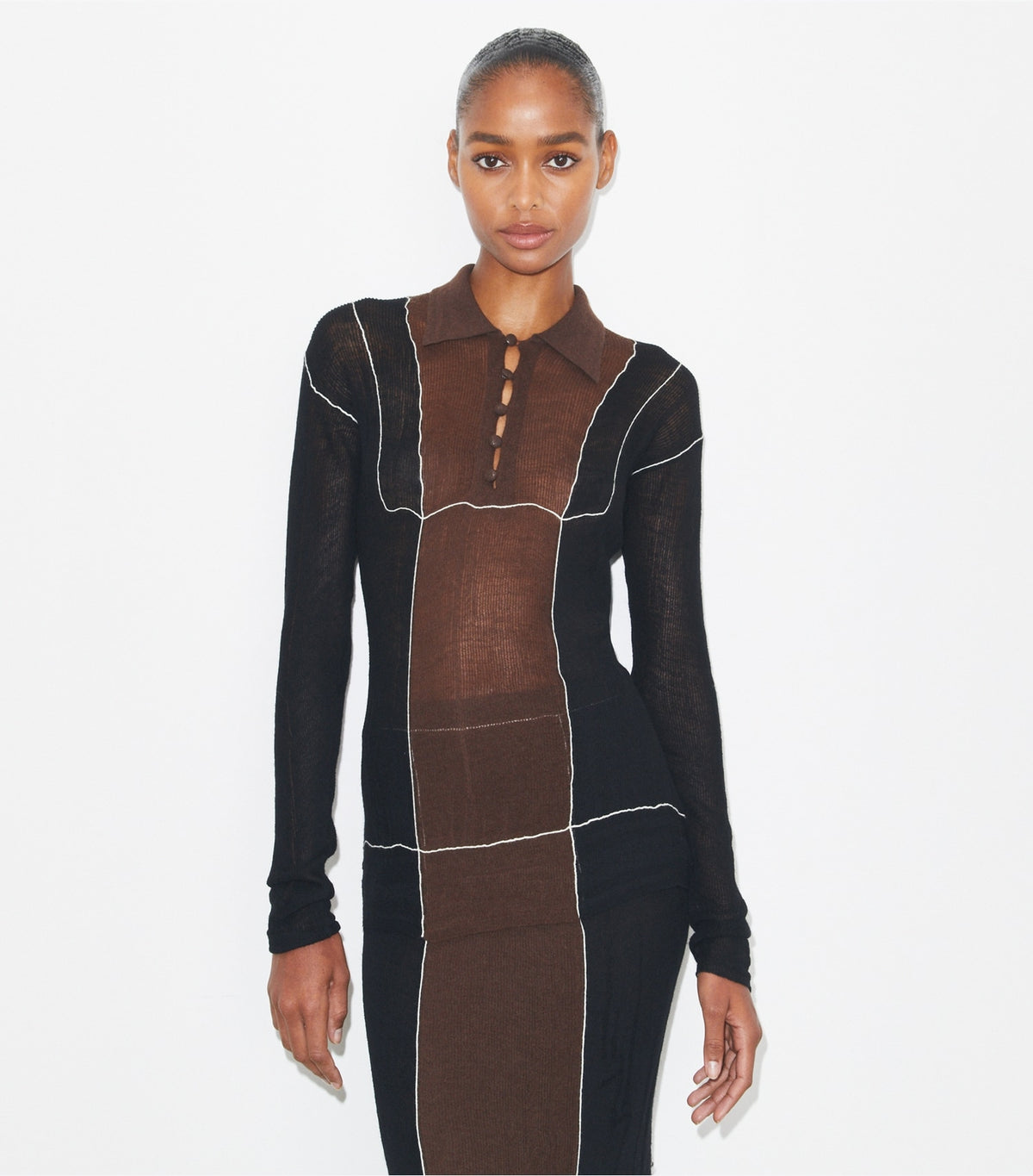 Tory Burch Colorblock Wool Sweater - Black / Chocolate
