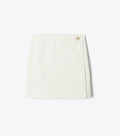 Tory Burch Faux Crinkle Leather Skirt - White