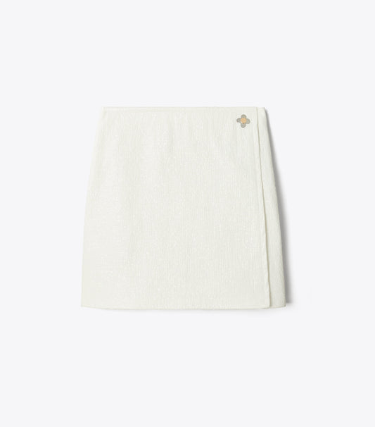 Tory Burch Faux Crinkle Leather Skirt - White