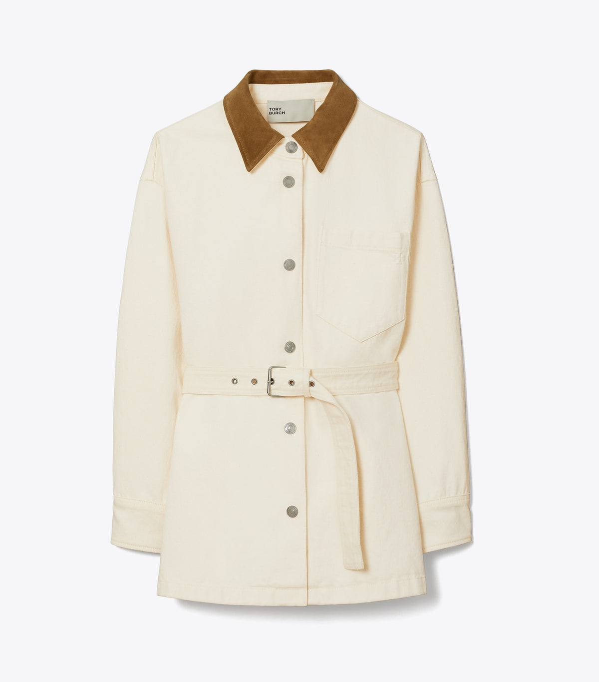 Tory Burch Button Down Denim Jacket - Beige
