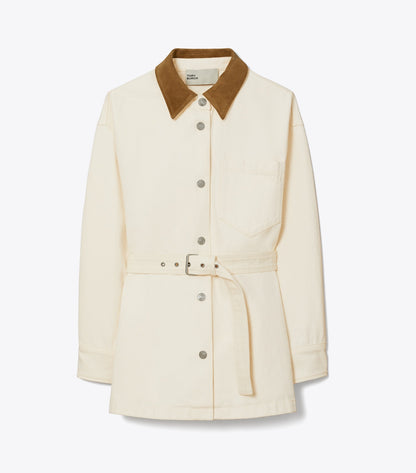 Tory Burch Button Down Denim Jacket - Beige