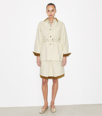 Tory Burch Button Down Denim Jacket - Beige