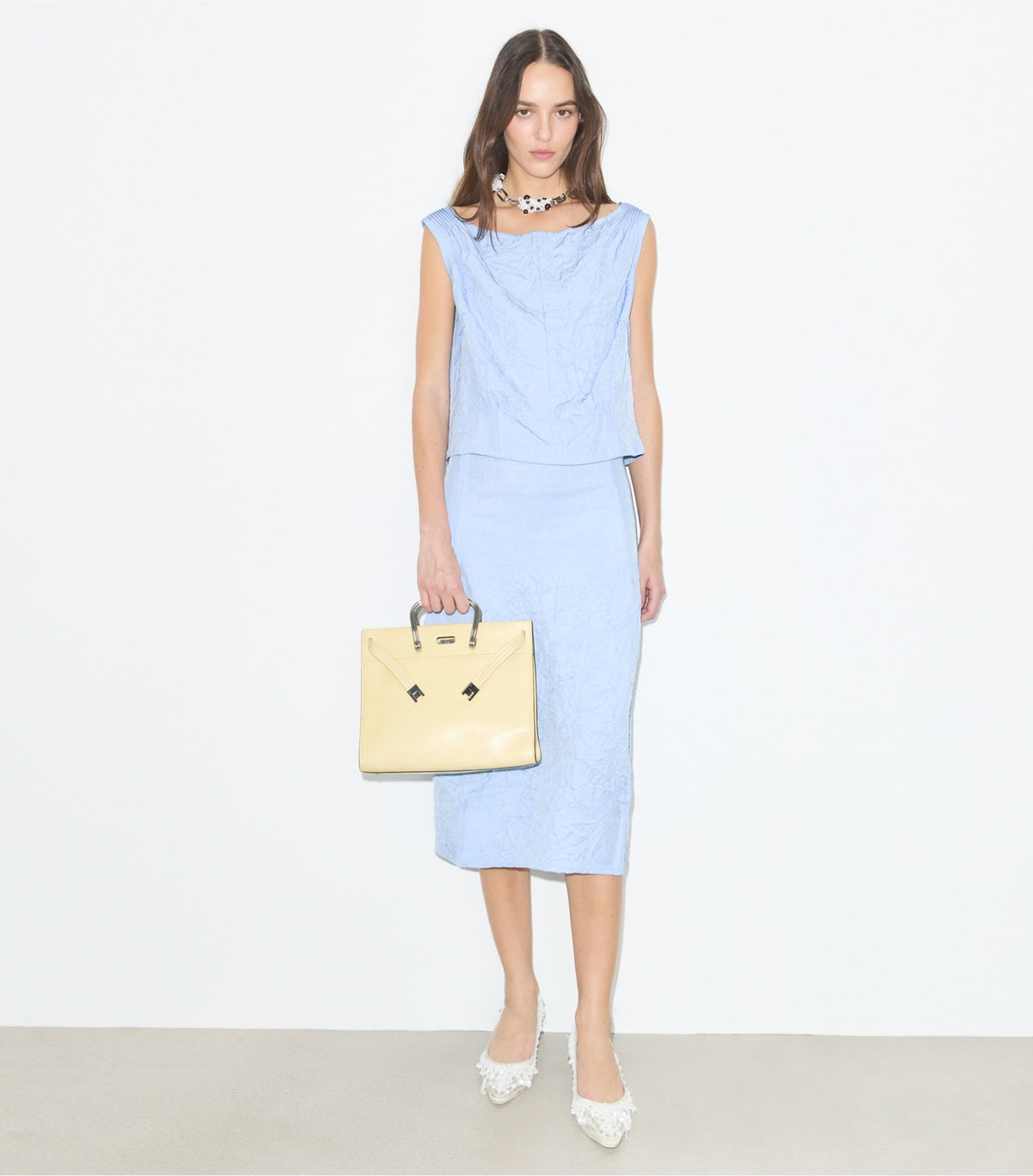 Tory Burch Crinkled Viscose Skirt - Cornflower