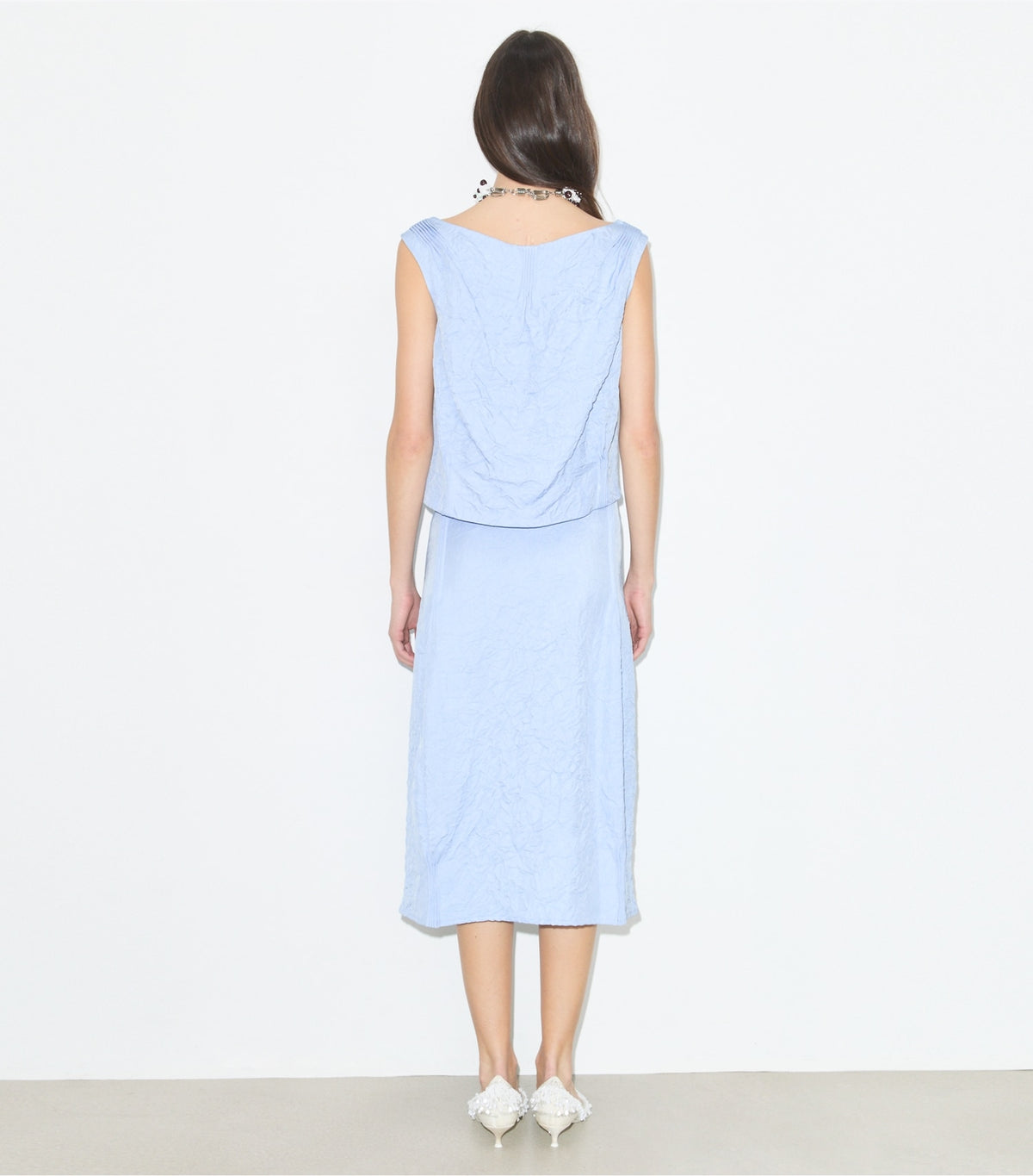 Tory Burch Crinkled Viscose Skirt - Cornflower