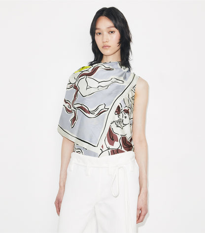 Tory Burch Printed Silk Cape Top - Lilac Cherubs