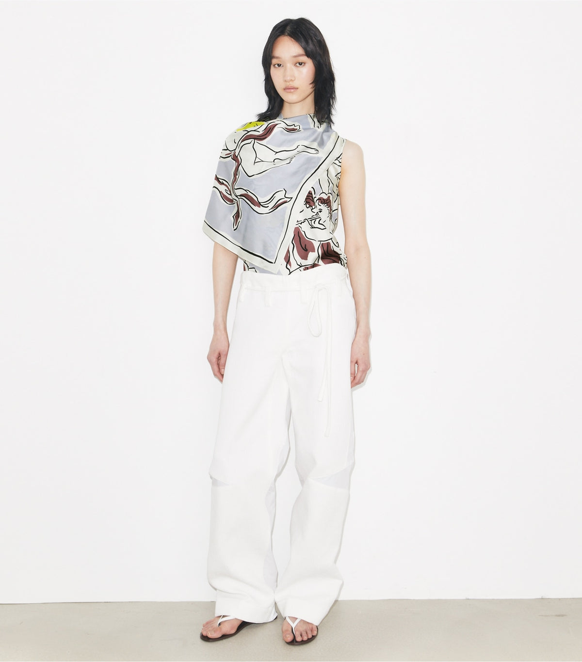 Tory Burch Printed Silk Cape Top - Lilac Cherubs