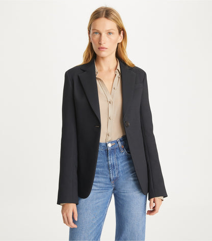 Tory Burch Textured Crepe Blazer - Black