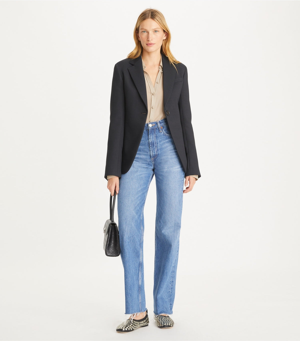 Tory Burch Textured Crepe Blazer - Black