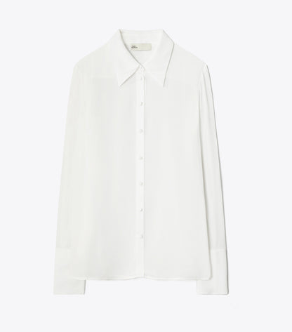 Tory Burch Cuffed Viscose Shirt - Marshmallow