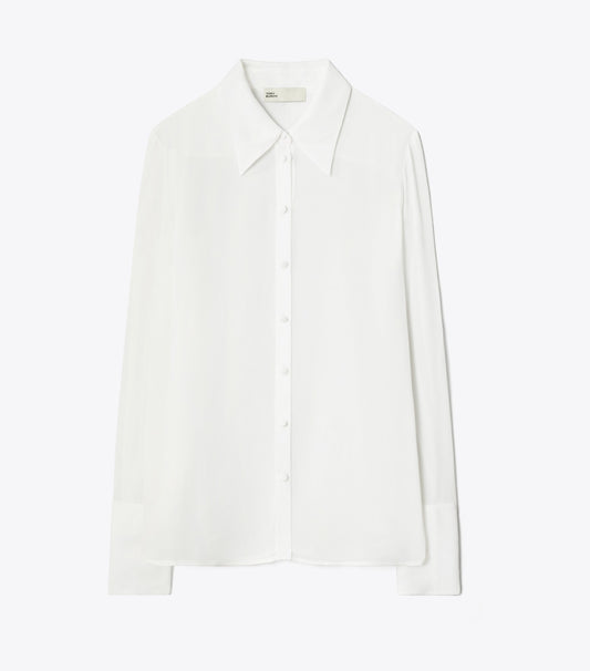 Tory Burch Cuffed Viscose Shirt - Marshmallow