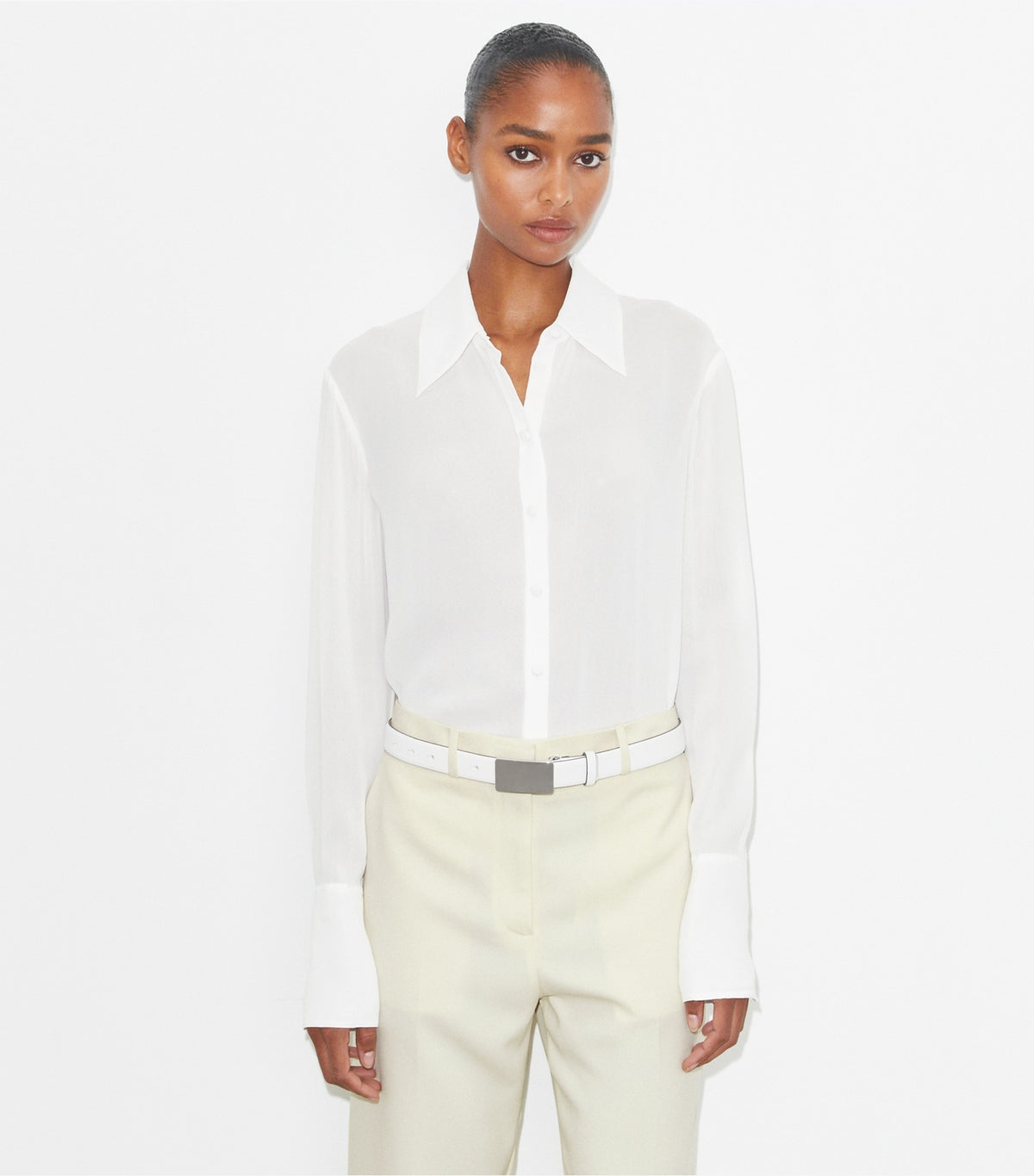 Tory Burch Cuffed Viscose Shirt - Marshmallow