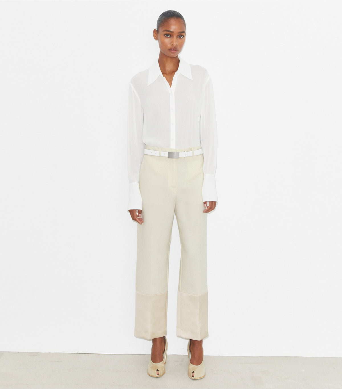 Tory Burch Cuffed Viscose Shirt - Marshmallow