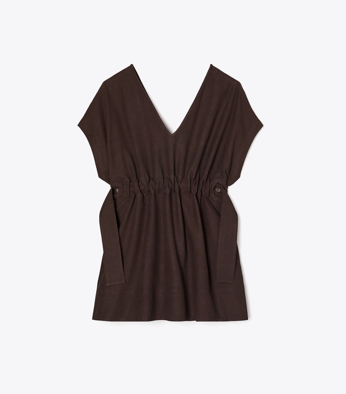 Tory Burch Belted Linen Dress - Dark Brown