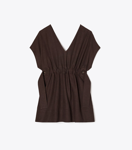 Tory Burch Belted Linen Dress - Dark Brown
