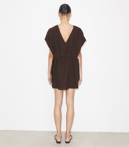 Tory Burch Belted Linen Dress - Dark Brown