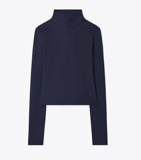 Tory Burch Cropped Jacquard Top - Tory Navy