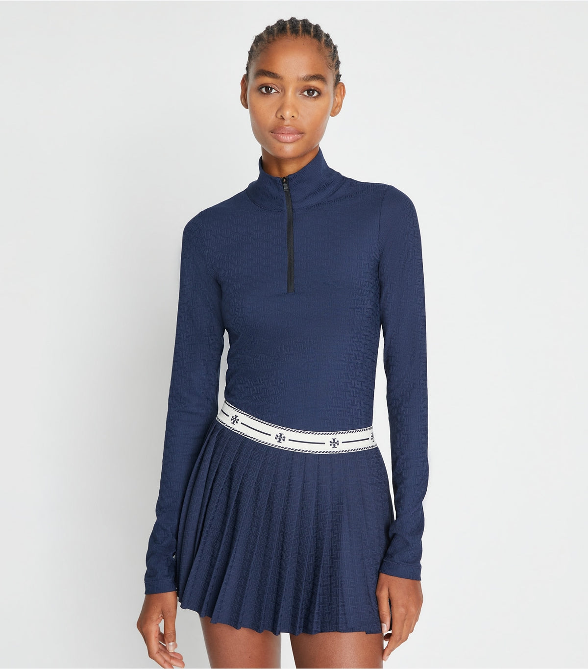 Tory Burch Cropped Jacquard Top - Tory Navy