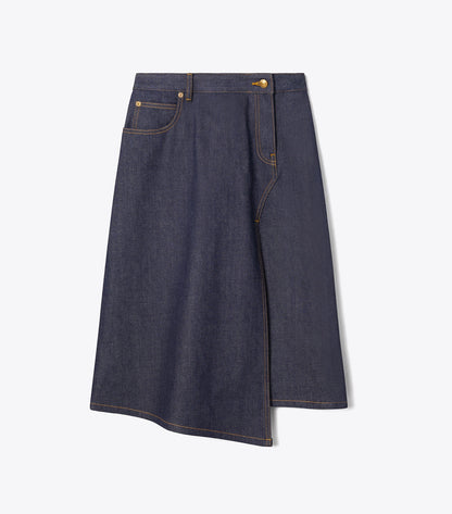 Tory Burch Cotton Denim Skirt - Raw/Unwashed