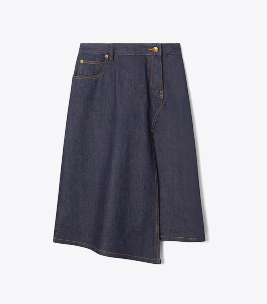 Tory Burch Cotton Denim Skirt - Raw/Unwashed