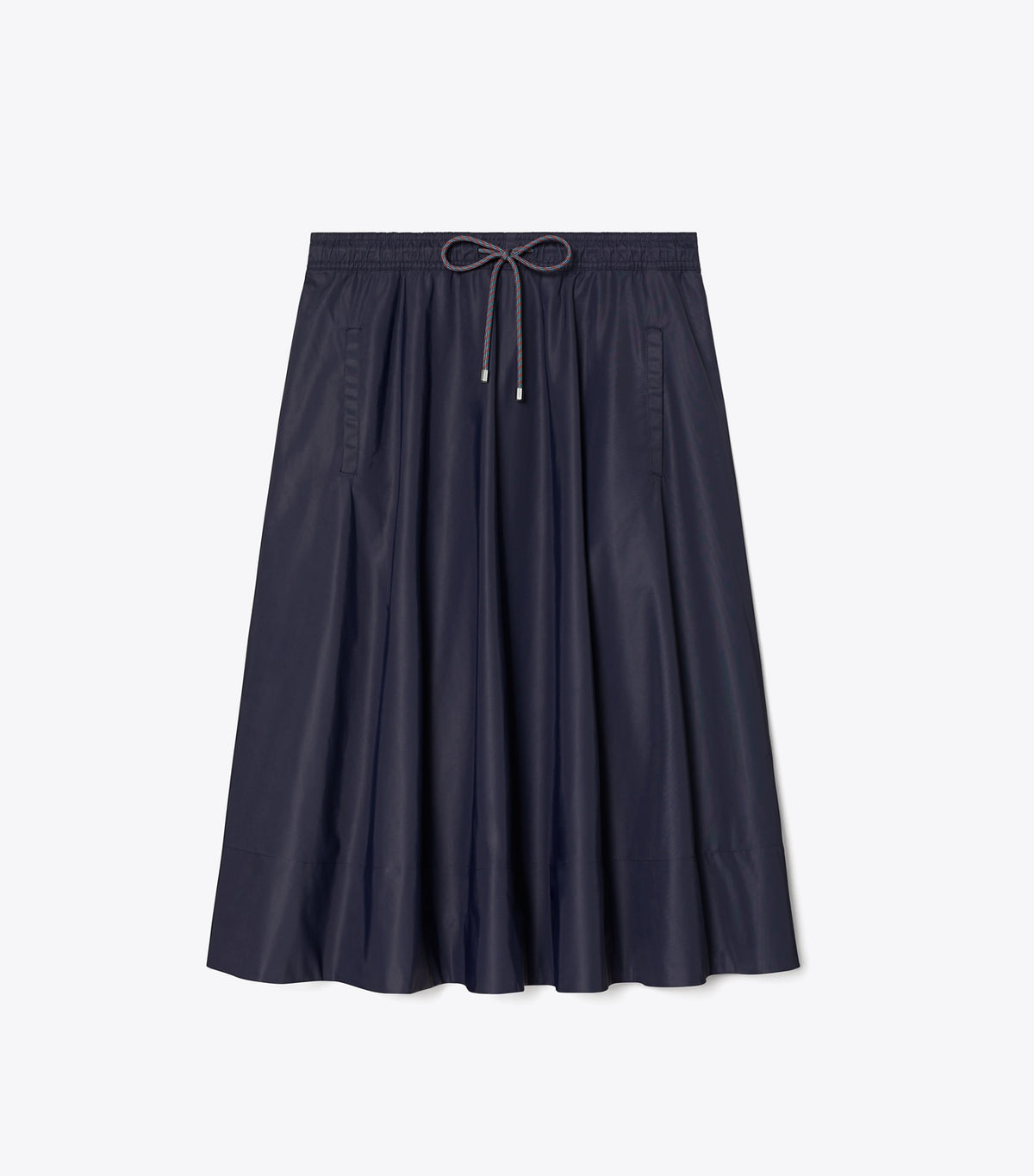 Tory Burch Drawstring Nylon Midi Skirt - Medium Navy