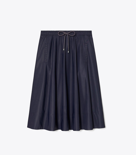 Tory Burch Drawstring Nylon Midi Skirt - Medium Navy