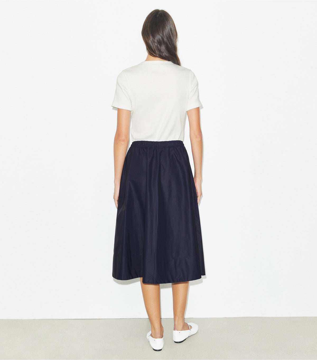 Tory Burch Drawstring Nylon Midi Skirt - Medium Navy