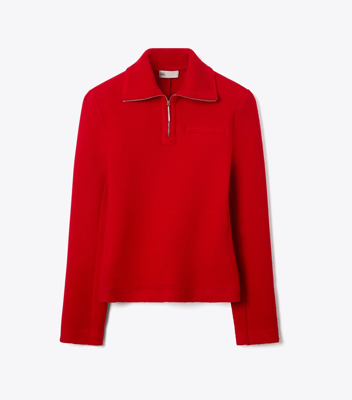 Tory Burch Half-Zip Wool Sweatshirt - Royal Red