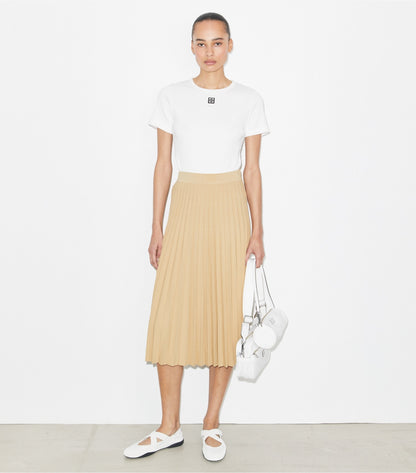 Tory Burch Pleated Viscose Skirt - Beige