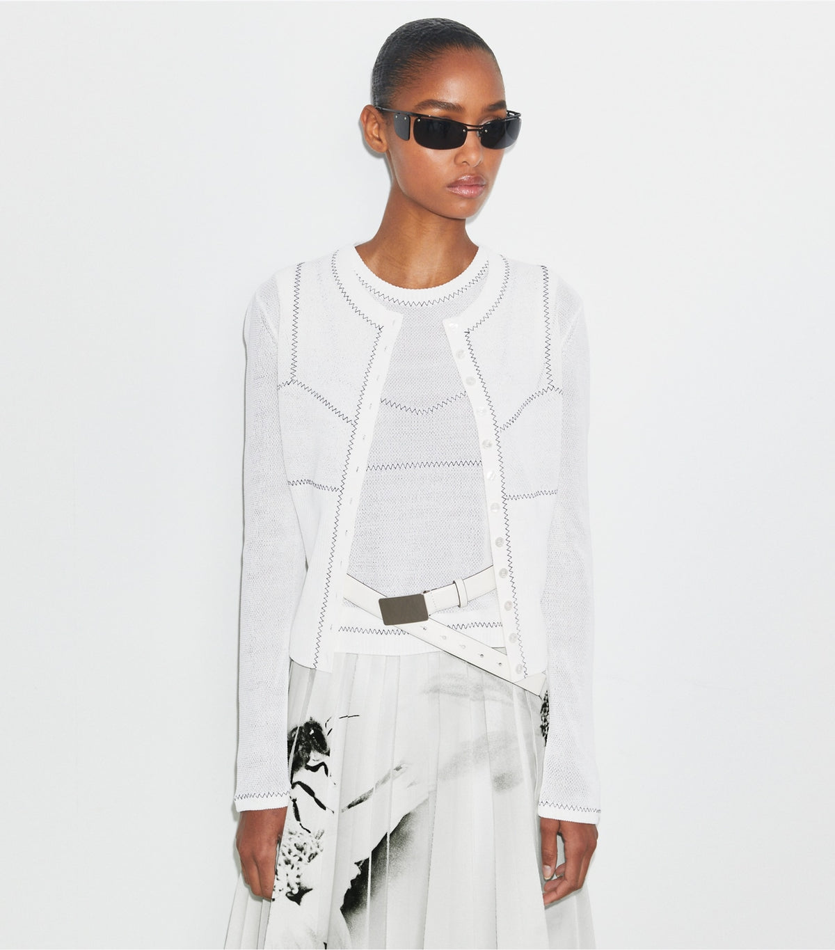 Tory Burch Cotton And Nylon Mesh Cardigan - White