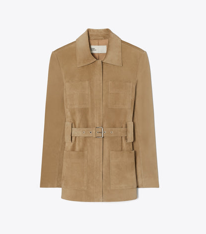 Tory Burch Belted Suede Jacket - Light Brown