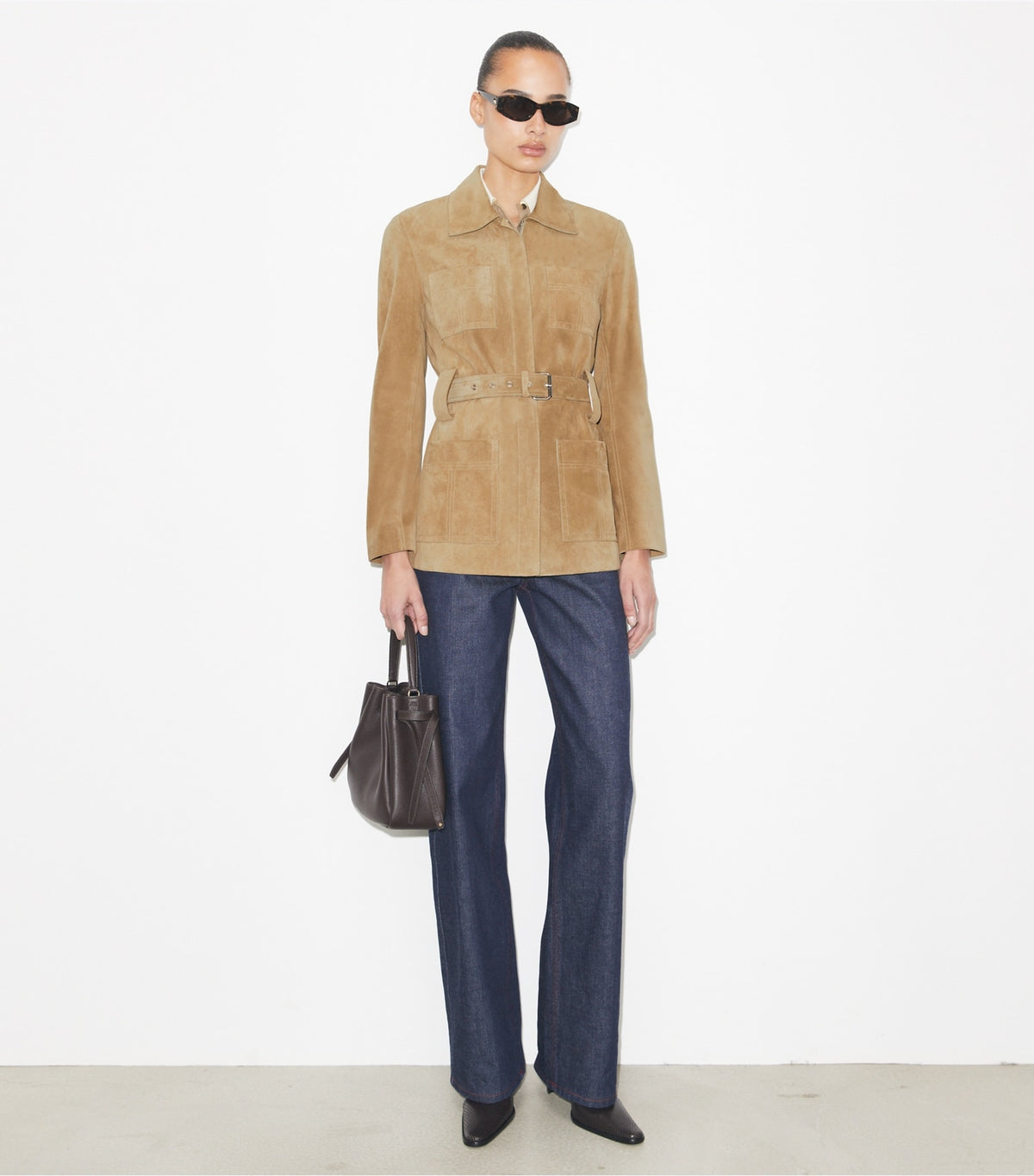 Tory Burch Belted Suede Jacket - Light Brown