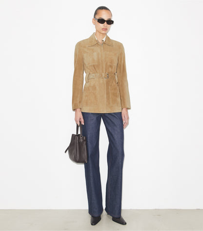 Tory Burch Belted Suede Jacket - Light Brown
