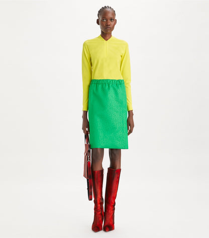 Tory Burch Embossed Satin Skirt - Spring Jade
