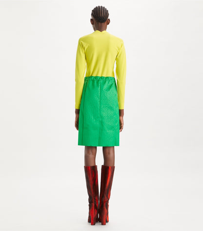 Tory Burch Embossed Satin Skirt - Spring Jade