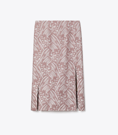 Tory Burch Silk Jacquard Skirt - Mauve Wispy Flower