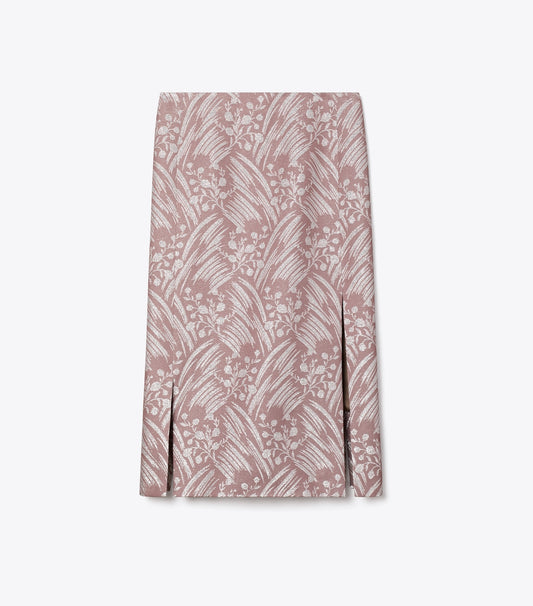 Tory Burch Silk Jacquard Skirt - Mauve Wispy Flower